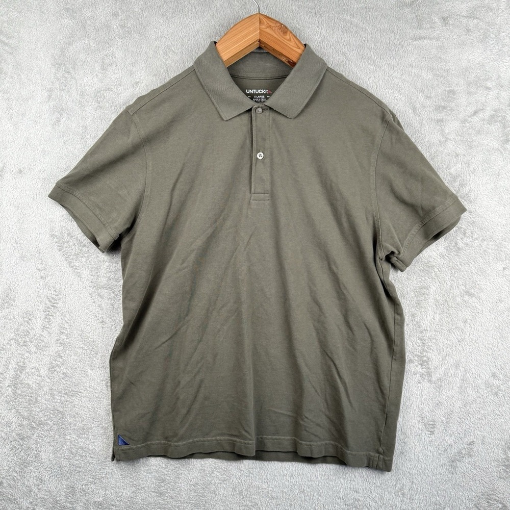 UNTUCKit‎ Pima Cotton Polo Shirt Mens XL Green S/S Casual Career Golf Preppy